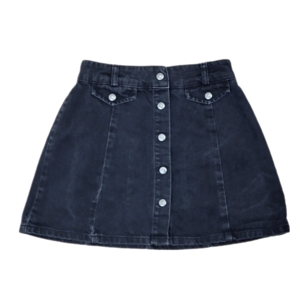 BDG Urban Outfitters Black Denim Button Front Mini Skirt High Waisted XS Black